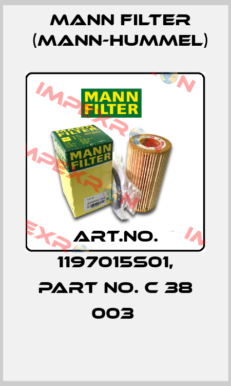 Art.No. 1197015S01, Part No. C 38 003  Mann Filter (Mann-Hummel)