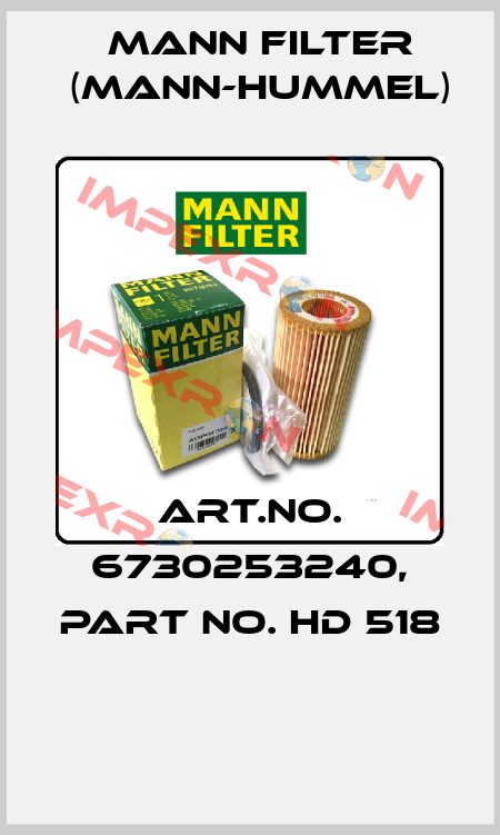 Art.No. 6730253240, Part No. HD 518  Mann Filter (Mann-Hummel)