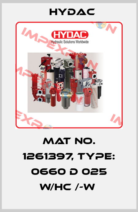 Mat No. 1261397, Type: 0660 D 025 W/HC /-W  Hydac