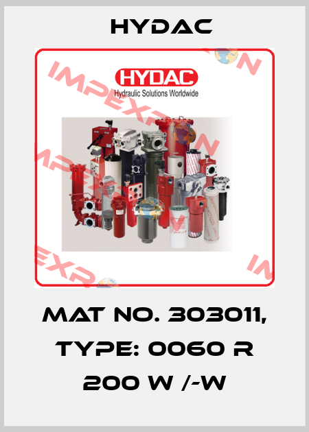 Mat No. 303011, Type: 0060 R 200 W /-W Hydac