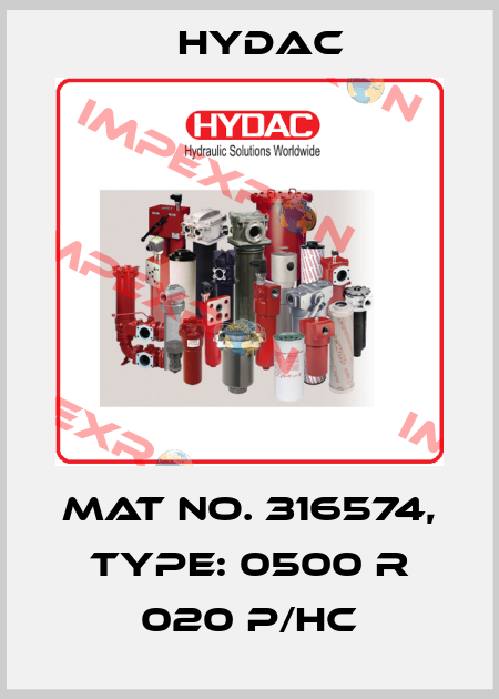 Mat No. 316574, Type: 0500 R 020 P/HC Hydac