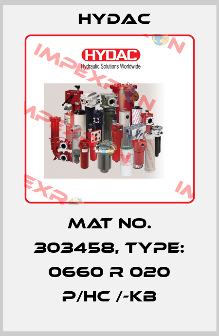 Mat No. 303458, Type: 0660 R 020 P/HC /-KB Hydac
