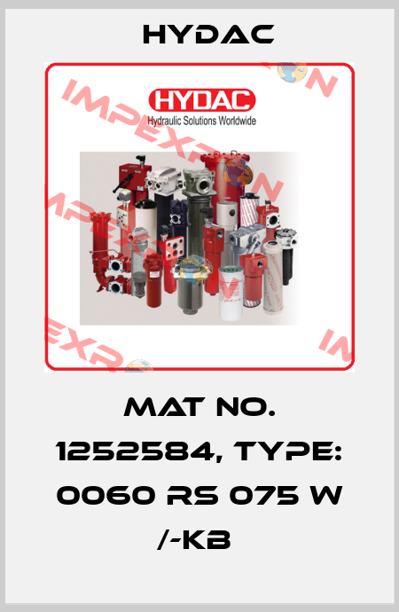 Mat No. 1252584, Type: 0060 RS 075 W /-KB  Hydac