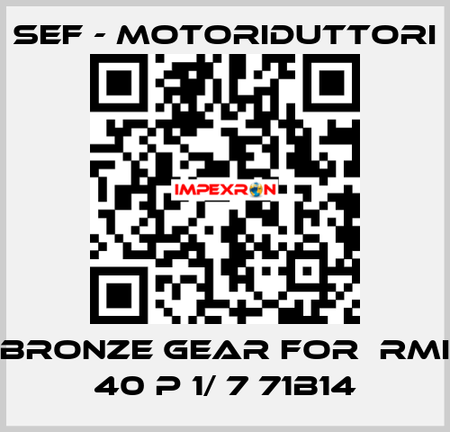 bronze gear for  RMI 40 P 1/ 7 71B14 SEF - MOTORIDUTTORI