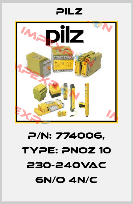 p/n: 774006, Type: PNOZ 10 230-240VAC 6n/o 4n/c Pilz