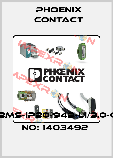 VS-M12MS-IP20-94B-LI/3,0-ORDER NO: 1403492  Phoenix Contact