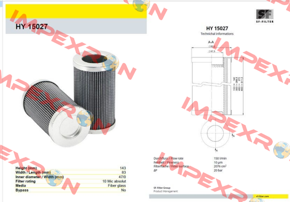 HY 15027 SF FILTER