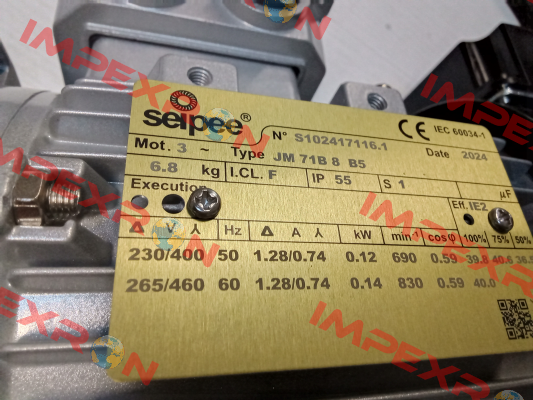 JM 71B 8 0,12KW 230/400-50HZ IC416 V.230 NORME SEIPEE