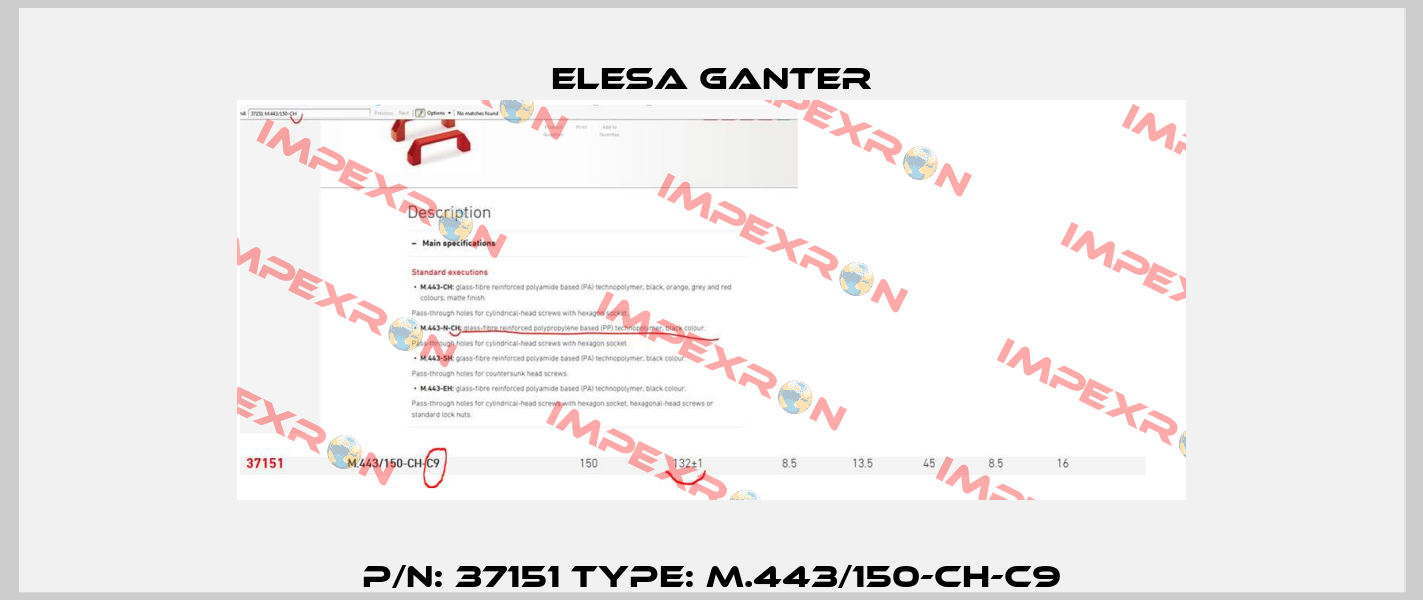 P/N: 37151 Type: M.443/150-CH-C9 Elesa Ganter