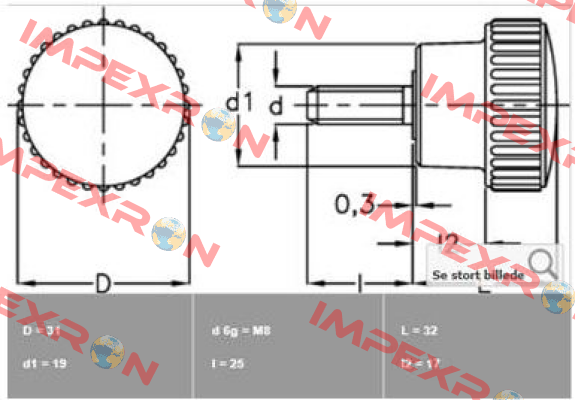 3211 - B.259/30 p-M8x25 (pack 1x25)  Elesa Ganter