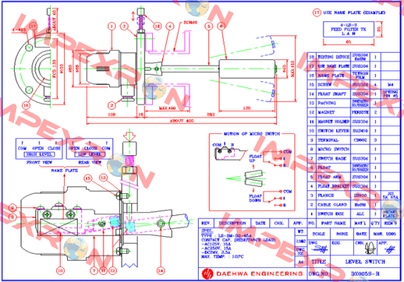 LS-SM-D3-65A (Dwg No. :  DX005S-H)  Daehwa