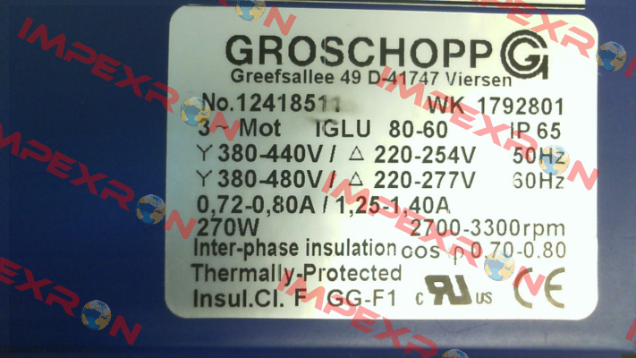 Type: IGLU 80-60 / IP65 Groschopp