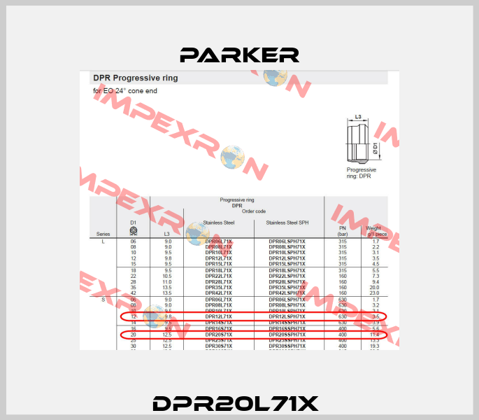 DPR20L71X  Parker