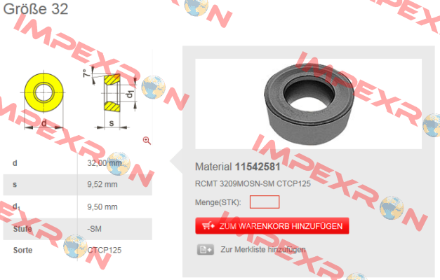 RCMT 3209MOSN-ZM HCX1125 (CT 115 42581)  Ceratizit