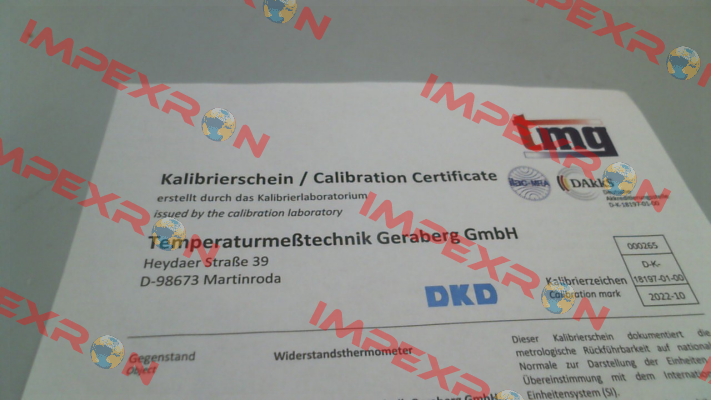 8000282 DAkkS - Calibration Certificate TMG GERABERG